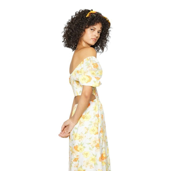 Faithfull The Brand Cutout Spring Loucetta Romantic Cottage Midi Dress NWT Sz S - Picture 4 of 15